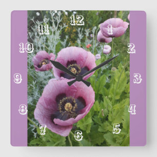  Pink Poppy Floral Flower Childs Room Clock