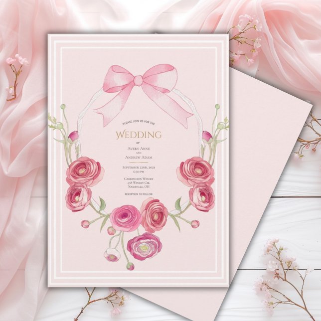 Pink Poppy Floral Vintage Wedding Invitation (Creator Uploaded)