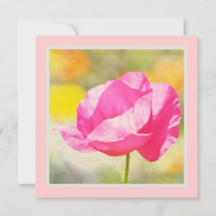 Pink Poppy Flower Baby Shower Invitation