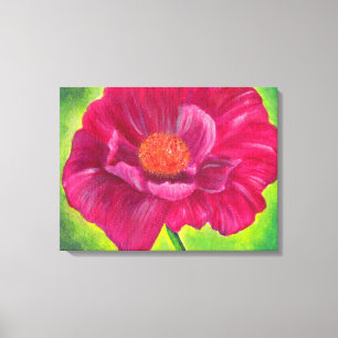 Pink Poppy Flower Closeup Acrylic Painting Canvas Print