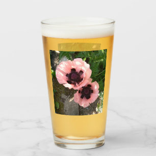 Pink Poppy Flower Glass