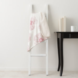 Pink Poppy Flower Sherpa Blanket