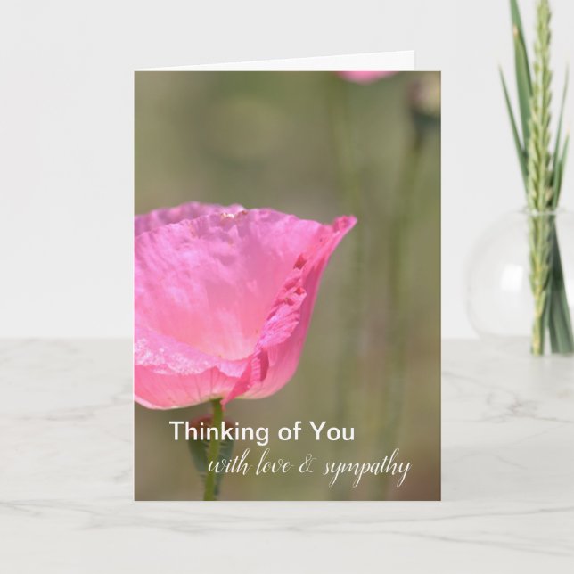 Pink Poppy Flower Thinking of You Card (Front)