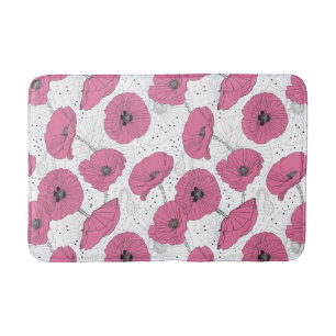 Pink Poppy Flowers bath mats