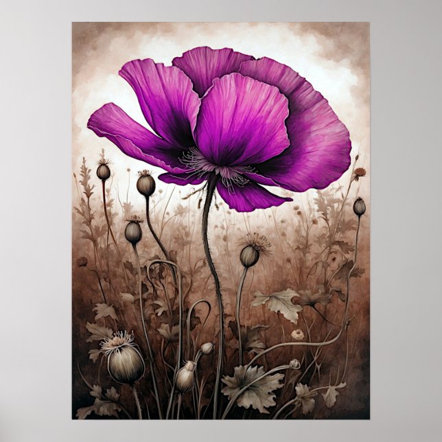 Pink Poppy Flowers Wildflowers Blossom Beautiful Poster (Front)