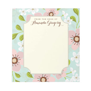 Pink Poppy Garden Floral Personalised Desk Notepad