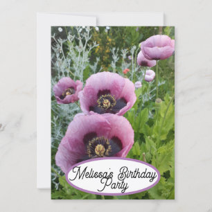Pink Poppy Poppies Flower Floral Pretty Girls Invitation