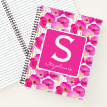 Pink Poppy Watercolor Floral Monogram