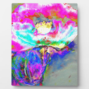 Pink  Poppy, watercolor floral painting Plaque