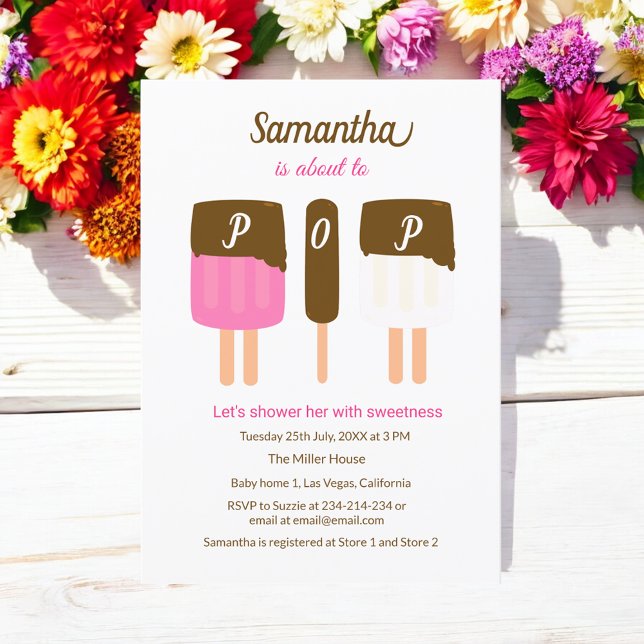 Pink  Popsicle About to Pop Baby Shower Invitation (Creator Uploaded)