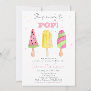 Pink Popsicle Baby Shower Invitation
