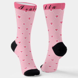 Pink Popular Heart Valentines Day Collection Socks