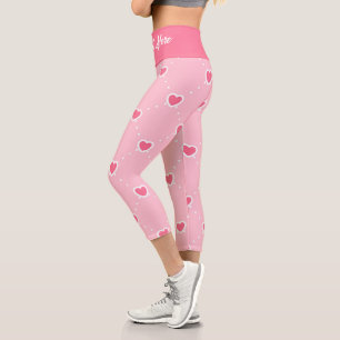 Pink Popular Heart Valentines Day Collectionngs Capri Leggings