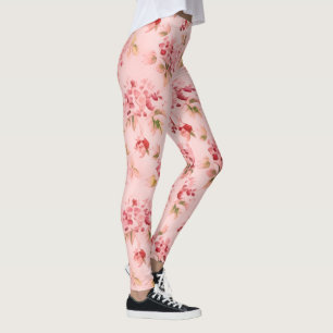 Pink Posies Floral Flowers Watercolor Art Leggings