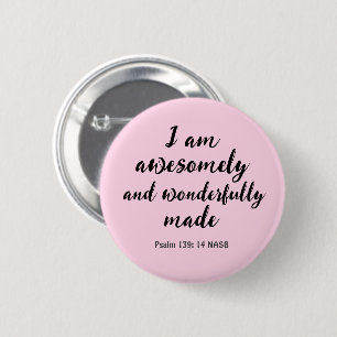 Pink Positive Biblical Affirmation 6 Cm Round Badge
