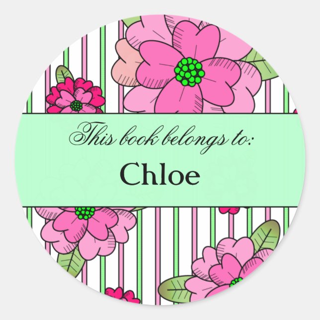 Pink Posy Book Label (Front)