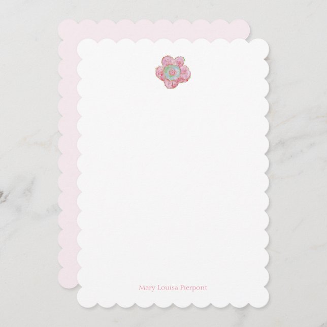 Pink Posy Scalloped Personalised Card (Front/Back)