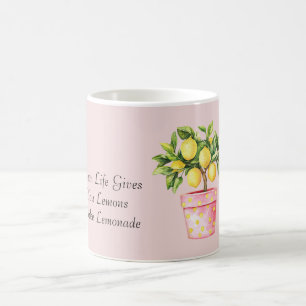 Pink Pot Yellow Lemon Plant Coffee Mug