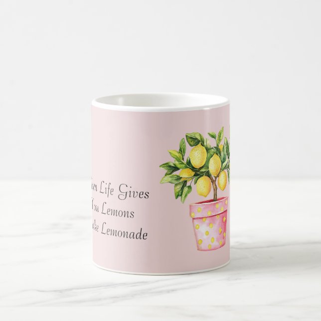 Pink Pot Yellow Lemon Plant Coffee Mug (Center)