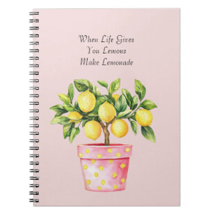 Pink Pot Yellow Lemon Plant Notebook