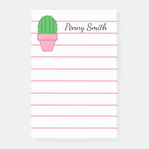 Pink Potted Cactus Post-it Notes