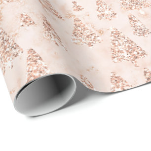 Pink Powder Gold Glitter Christmas Tree Marble Lux Wrapping Paper