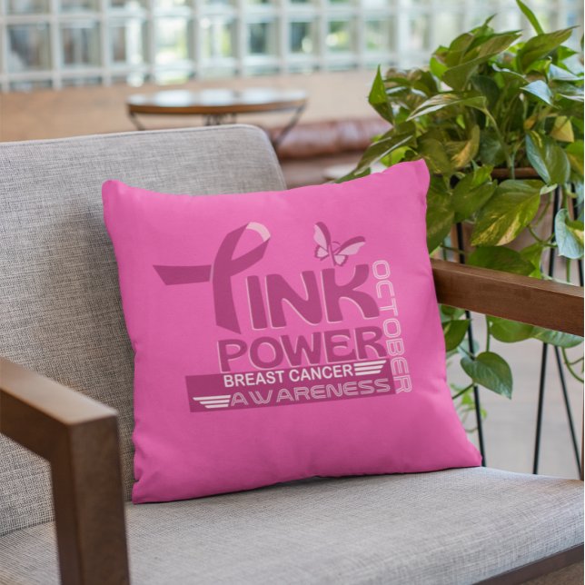 Pink Power-Breast Cancer Awareness Design Cushion (Creator Uploaded)