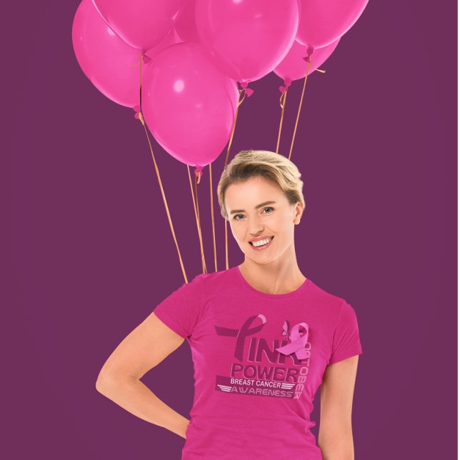 Pink Power-Breast Cancer Awareness Design T-Shirt (Creator Uploaded)