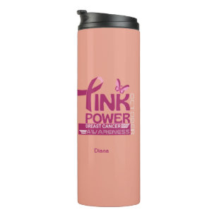 Pink Power-Breast Cancer Awareness Design Thermal Tumbler