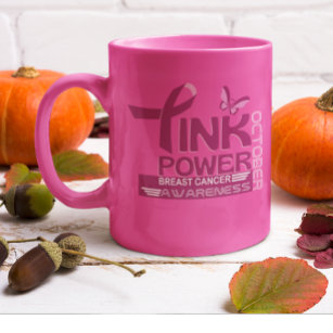 Pink Power-Breast Cancer Awareness Design Two-Tone Coffee Mug