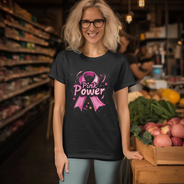 Pink Power Breast Cancer Awareness T-Shirt (Creator Uploaded)