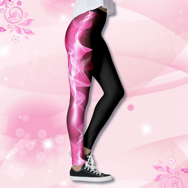 Pink Power Lightning Strike Ribbon Breast Cancer Leggings (Creator Uploaded)