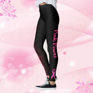Pink Power Lightning Strike Ribbon Breast Cancer Leggings