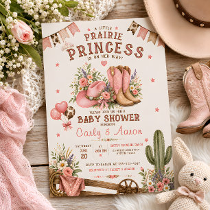 Pink Prairie Princess Western Baby Shower Invite