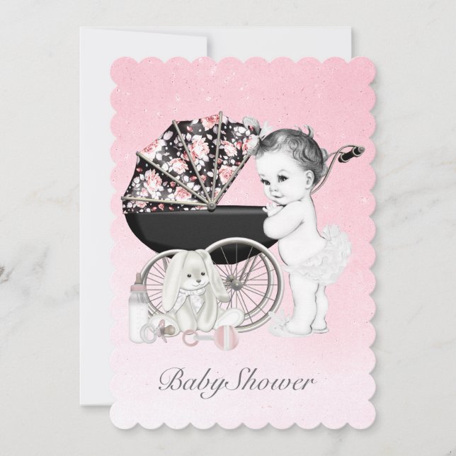 Pink Pram Baby Shower Invitation (Front)