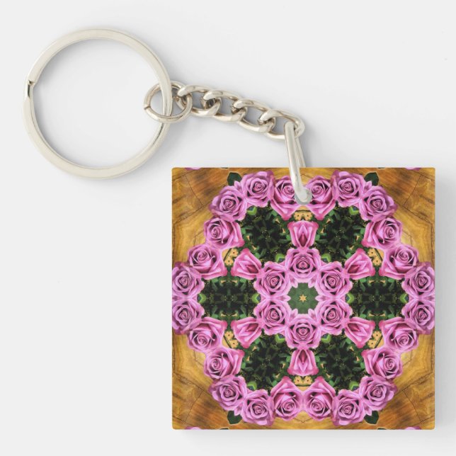 Pink Prancing Posies   Key Ring (Front)