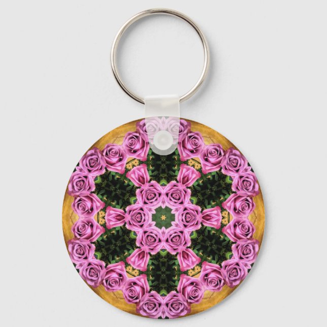 Pink Prancing Posies   Key Ring (Front)