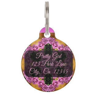 Pink Prancing Posies Pet Tag