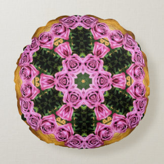 Pink Prancing Posies Round Cushion