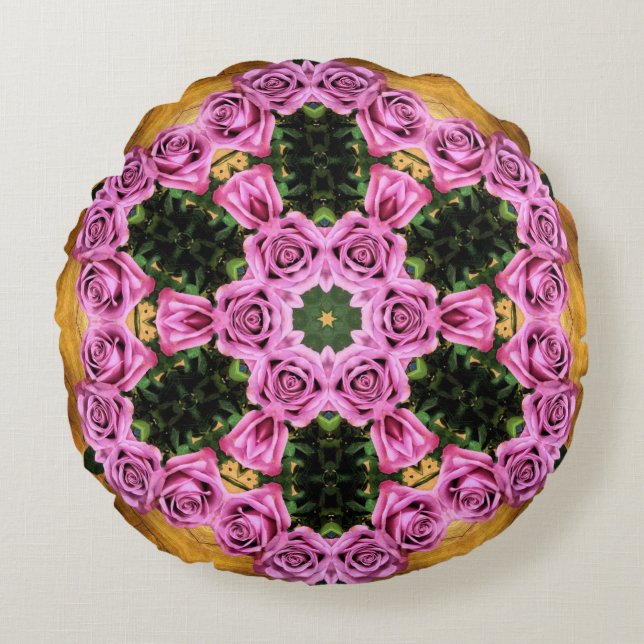 Pink Prancing Posies   Round Cushion (Front)