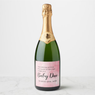 Pink Pregnancy Announcement Sparkling Wine Label