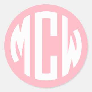 Pink Preppy 3I Circle Monogram Classic Round Sticker