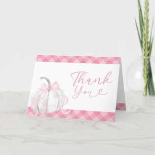 Pink Preppy Girl's Pumpkin 1st Birthday Folded  Thank You Card