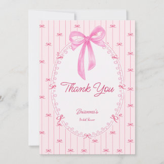 Pink preppy hand drawn baby shower thank you card