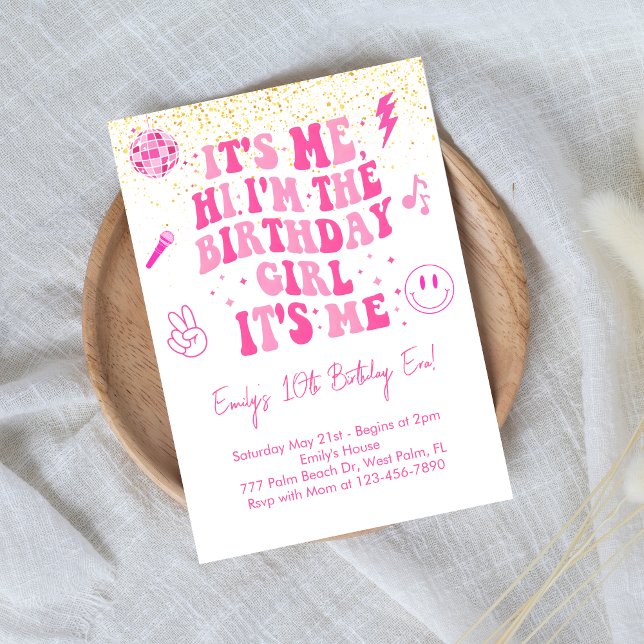 Pink Preppy In My Birthday Era Invitation (Creator Uploaded)