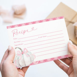 Pink Preppy Pumpkin First Birthday Recipe Card