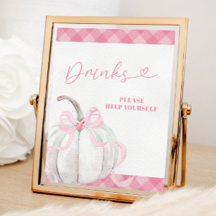 Pink Preppy Pumpkin Girl Birthday Drinks Poster