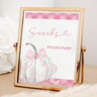 Pink Preppy Pumpkin Girl Birthday Snacks Poster