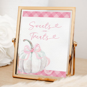 Pink Preppy Pumpkin Girl Birthday Sweet and Treats Poster