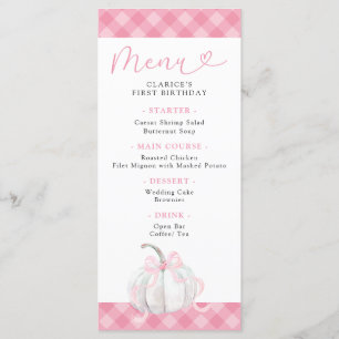 Pink Preppy Pumpkin Girl's First Birthday Menu